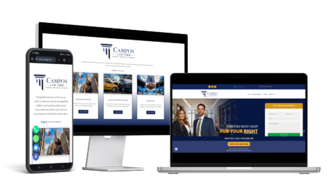 Página web Campos Law Firm, diseñada por Publimotora