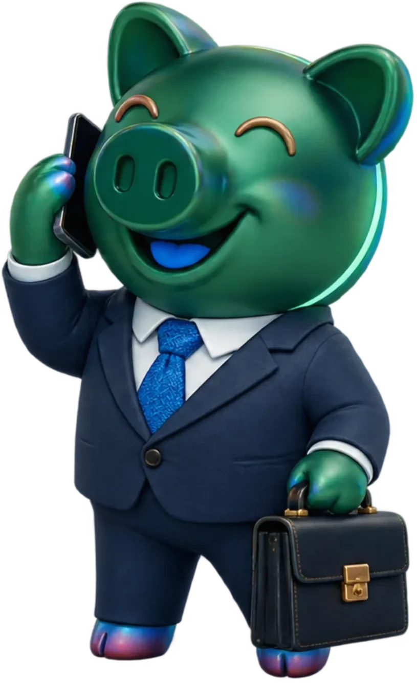 Cerdo de negocios hablando por teléfono